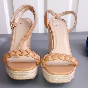 Michaela Wedge Tan Sandal Size 10